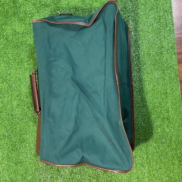 Vintage Polo Ralph Lauren Green Brown Large Duffle Bag Canvas Weekender Travel - Picture 4 of 8